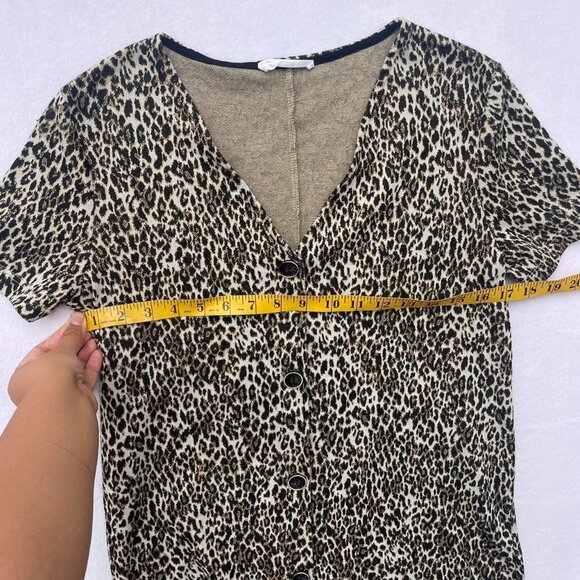 Mango MNG Cheetah Print Button Casual Shirt Dress Size M - Picture 5 of 7